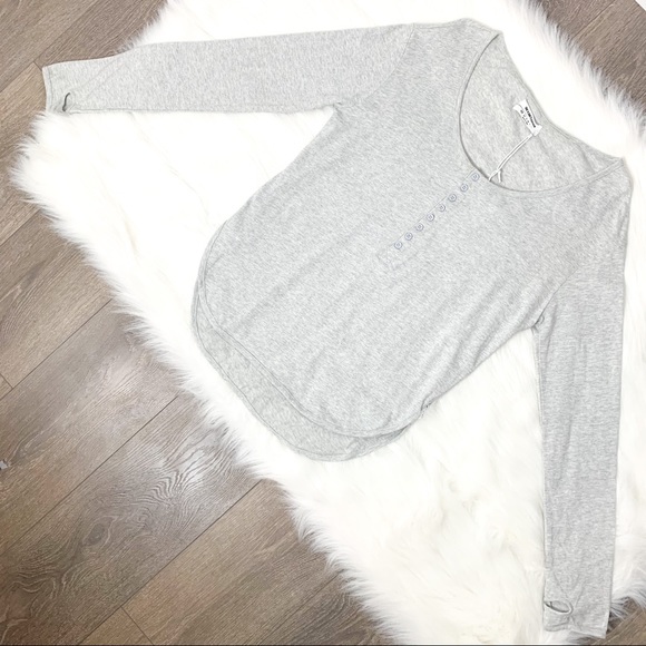 One Teaspoon Soft Haven Recycled Cotton Top Long Sleeves Grey Marl Size XXS - Picture 3 of 16